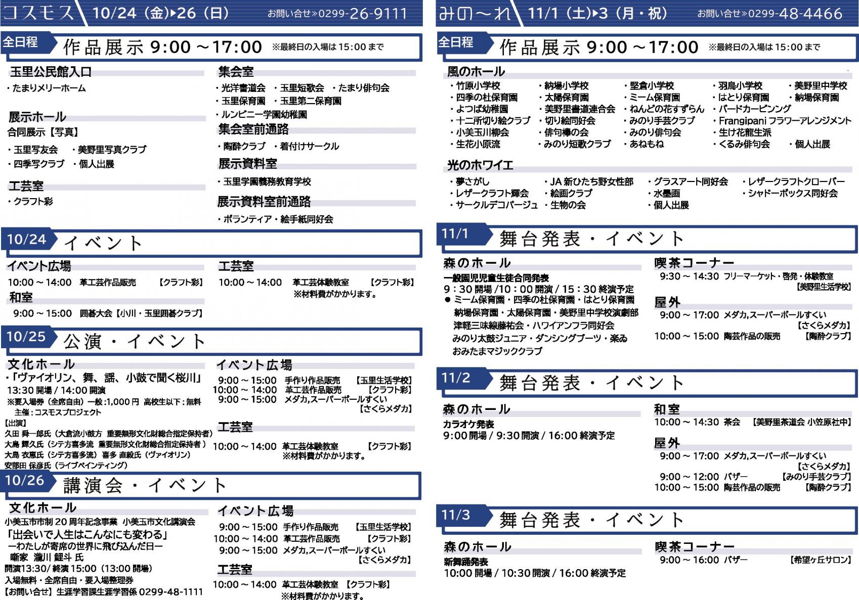 P2-3 コスモス会場内容・みの~れ会場内容
